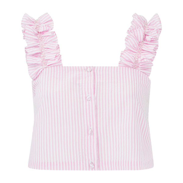 Gibson Top Lollipop Seersucker with White Hand Smocking