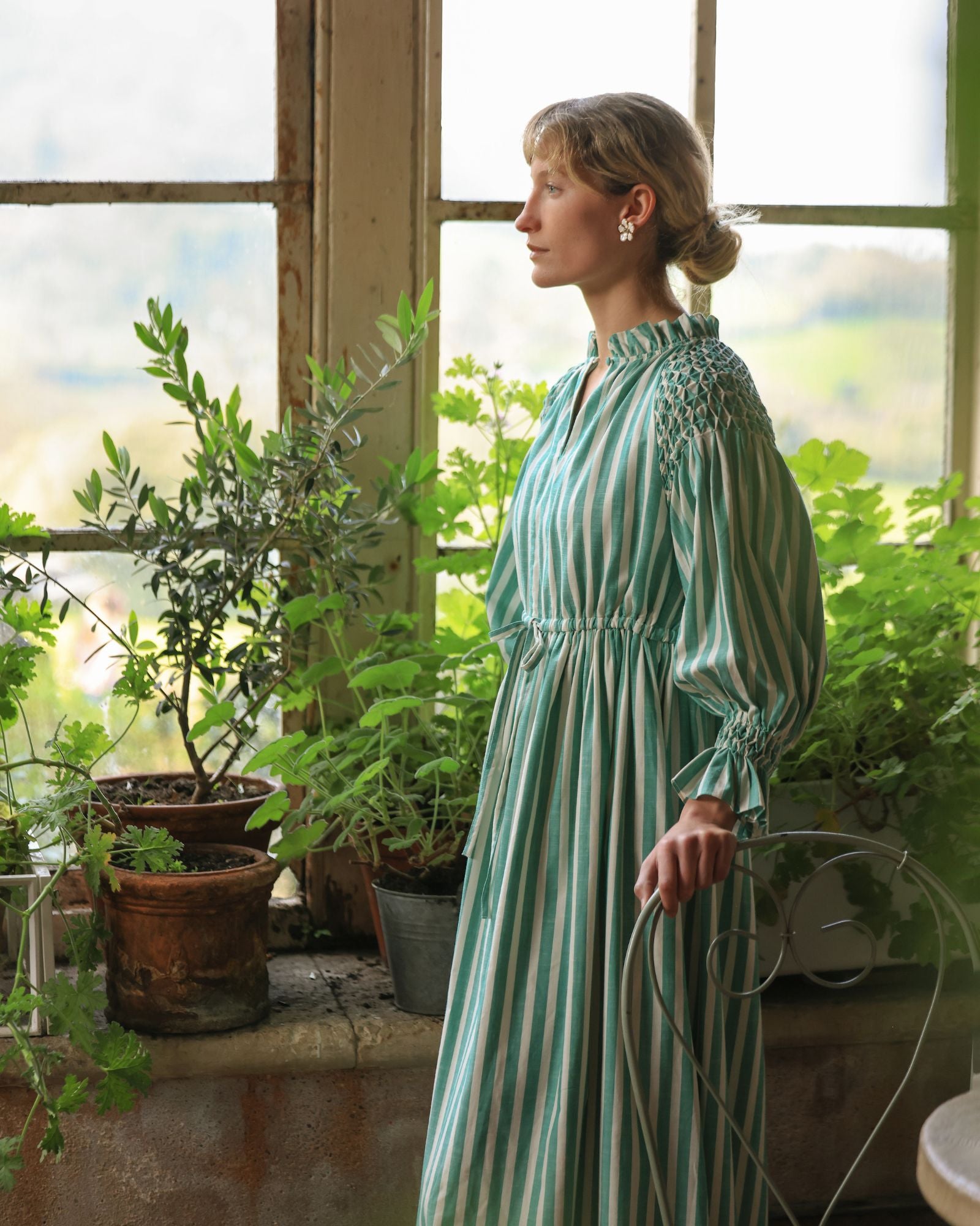 Aloha Wanderwell Dress Wimbledon Stripe Honeycomb Hand Smocking