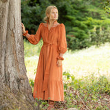 Colette Women's Dress Butterscotch Needlecord with Full Moon Hand Smocking
