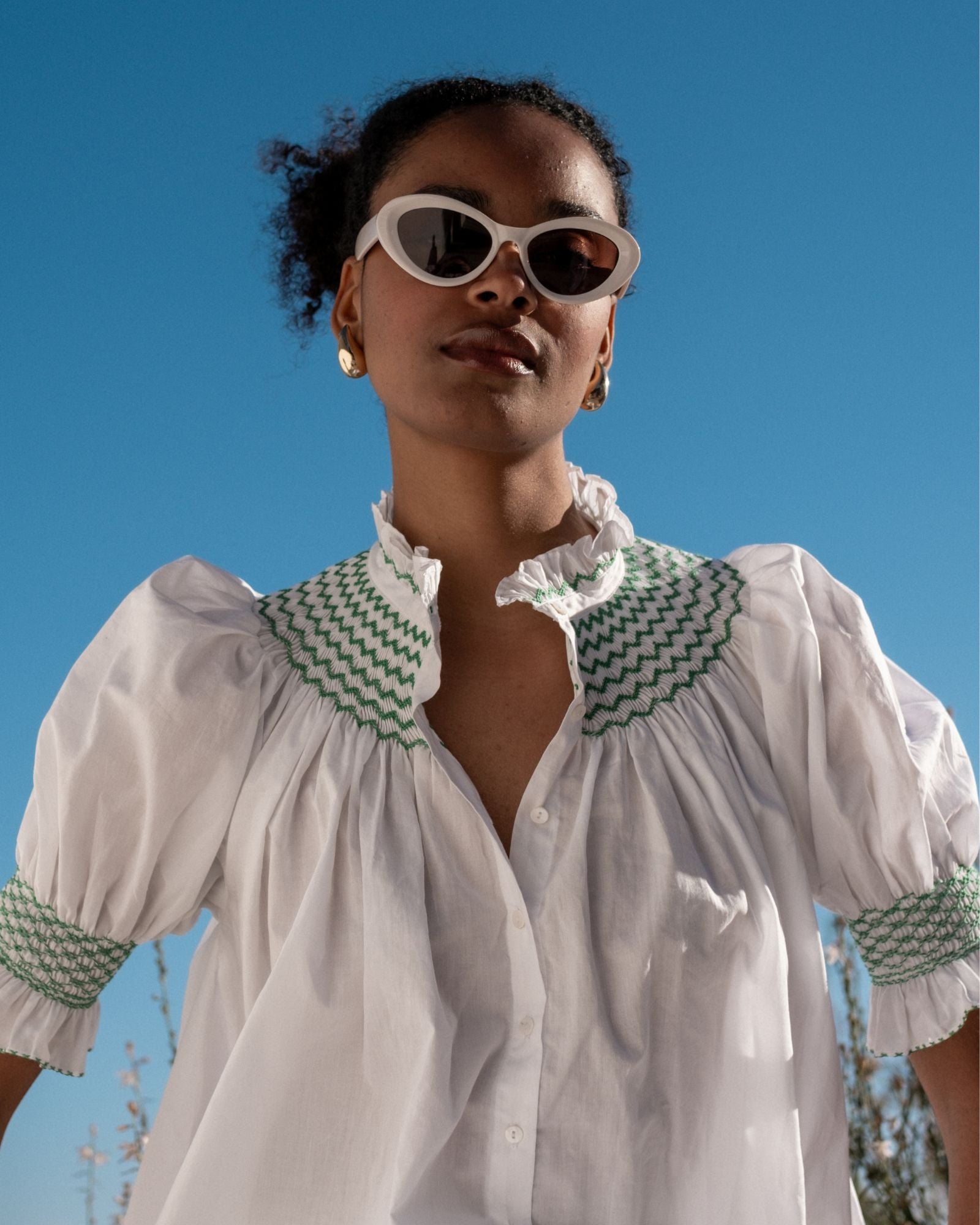 Scholl Summer Blouse Green Apple Hand Smocking