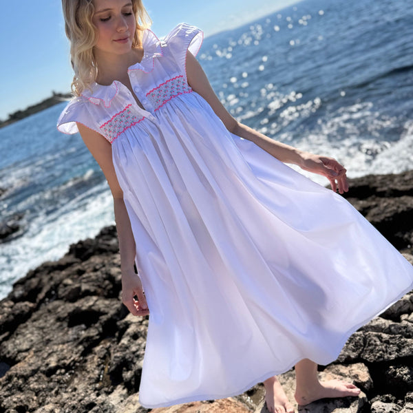 Nightingale Women's Dress with Cherry Pop Hand Smocking