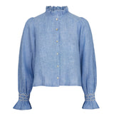 Shelley Blouse Chambray Linen with Crisp White Hand Smocking Edition 21
