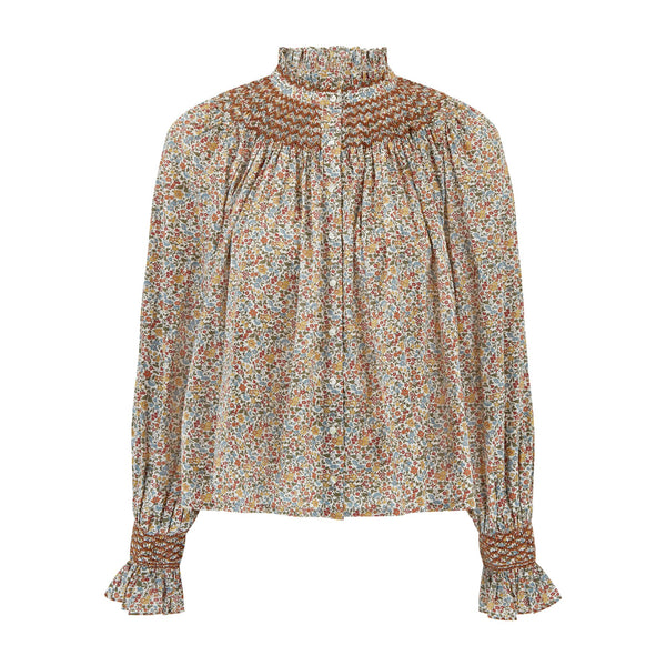 Scholl Blouse with Hazelnut Hand Smocking made with Liberty Ava Edition 51