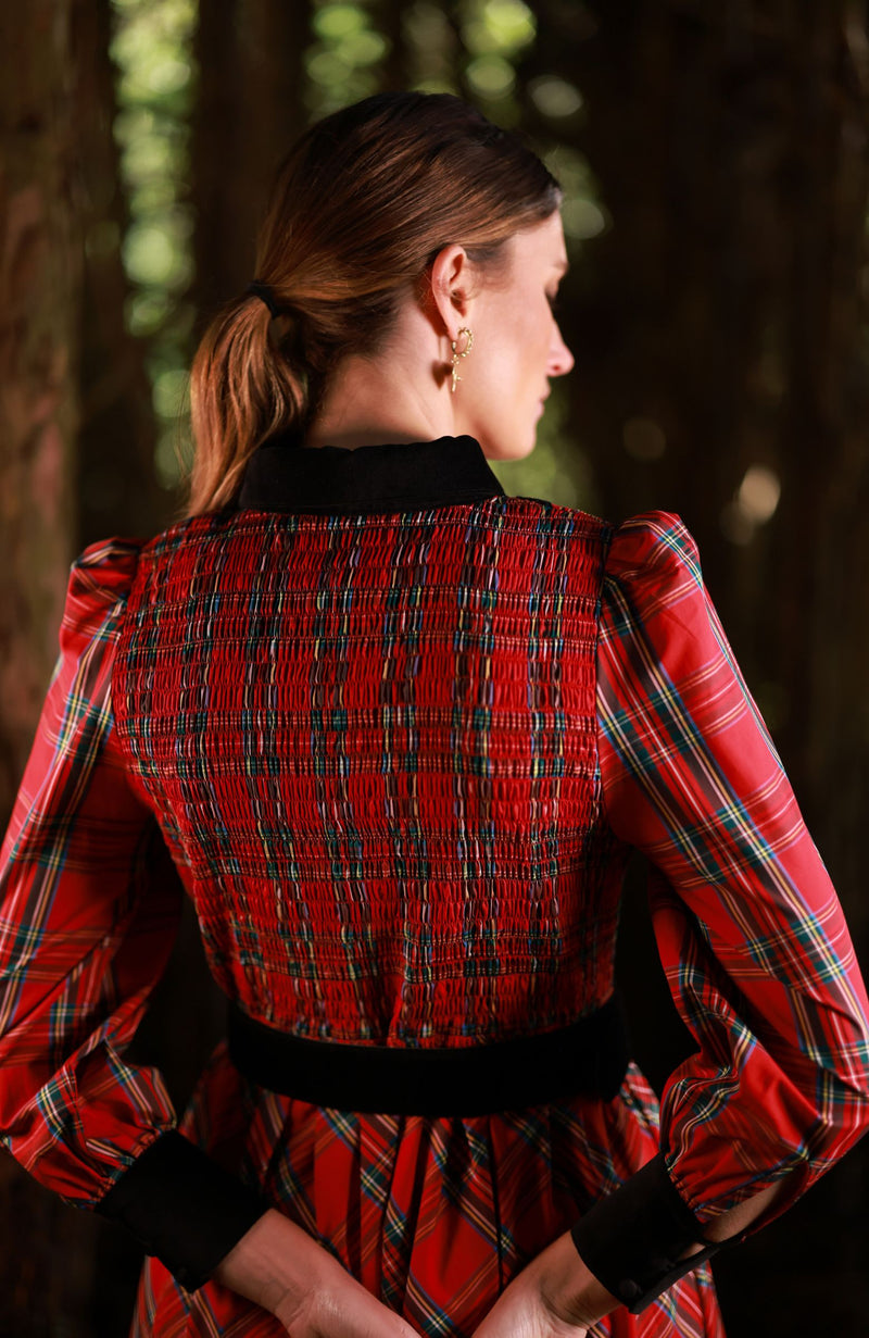 Victoria Woodhull Women's Dress Royal Stewart with with Nutcracker Hand Smocking