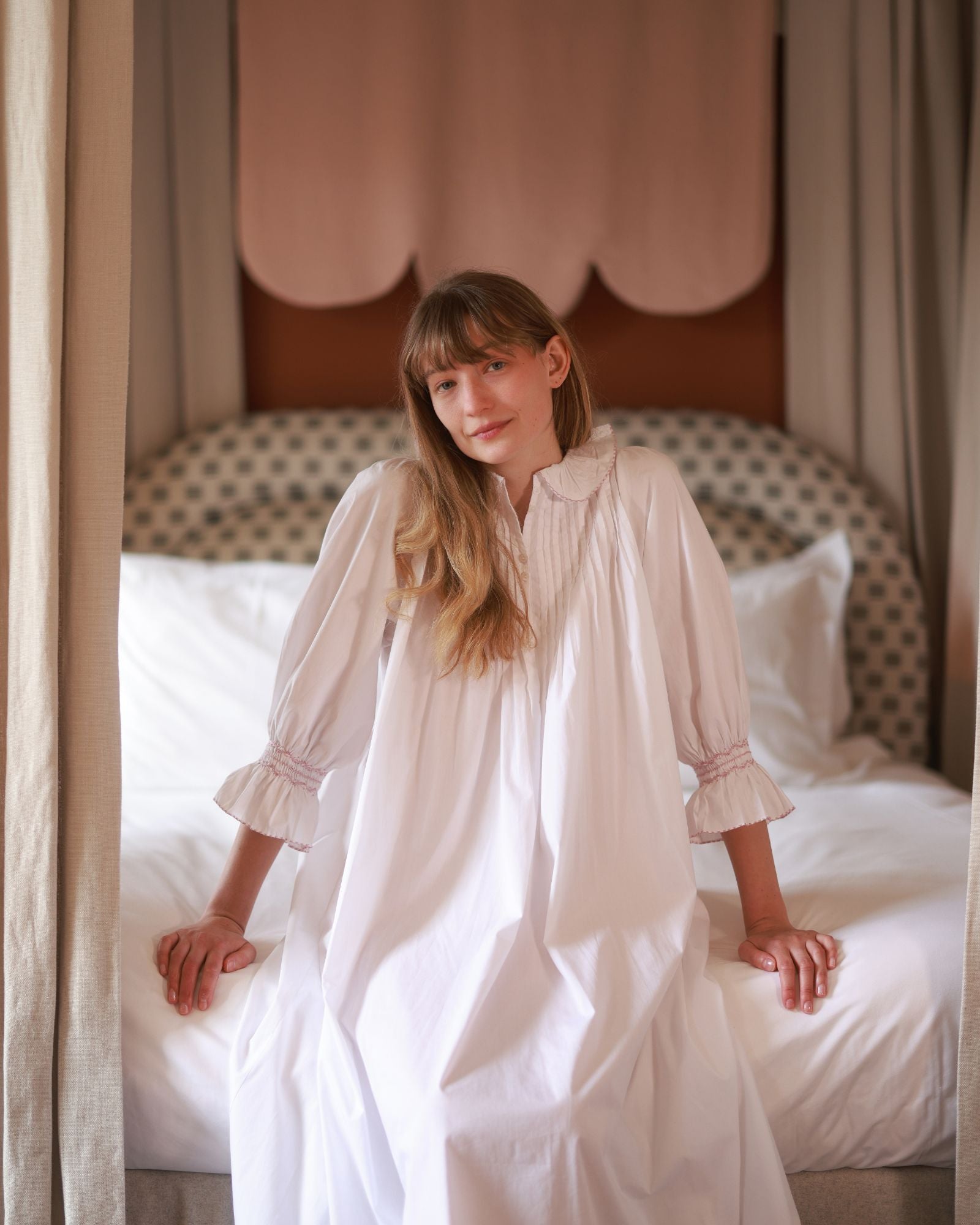 Bessie Coleman Dress Moonstone Cotton Kir Royale Hand Smocking