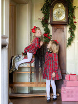 Margaret Thatcher Romper Red Royal Stewart with Nutcracker Hand Smocking