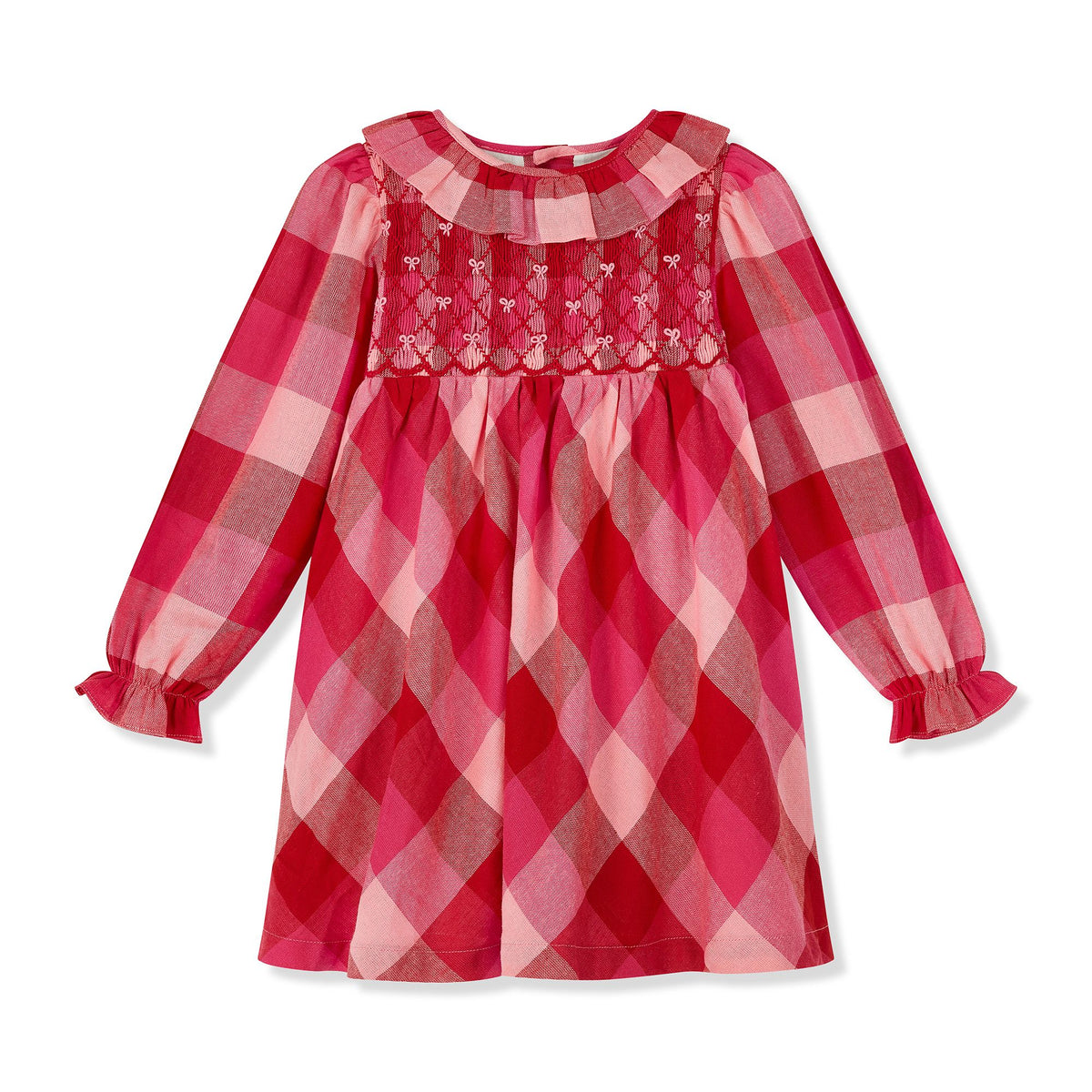 2-3y & 3-4y Katherine Johnson Dress Great Gingham with Crimson Bows Hand Smocking