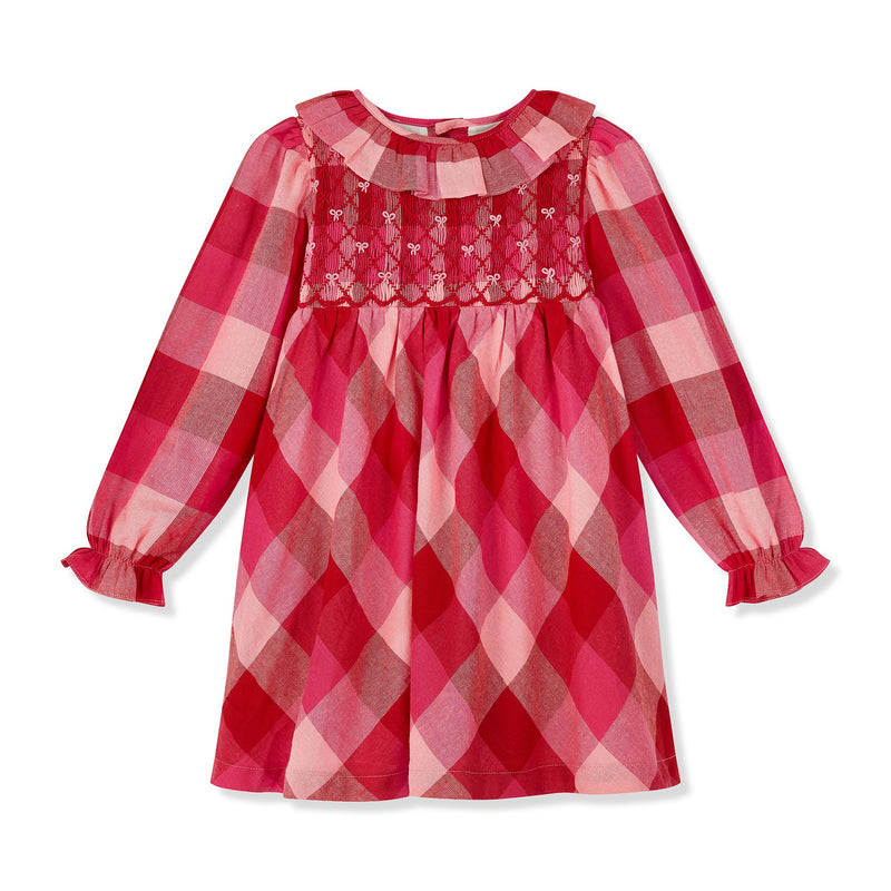 Katherine Johnson Dress Great Gingham with Crimson Bows Hand Smocking