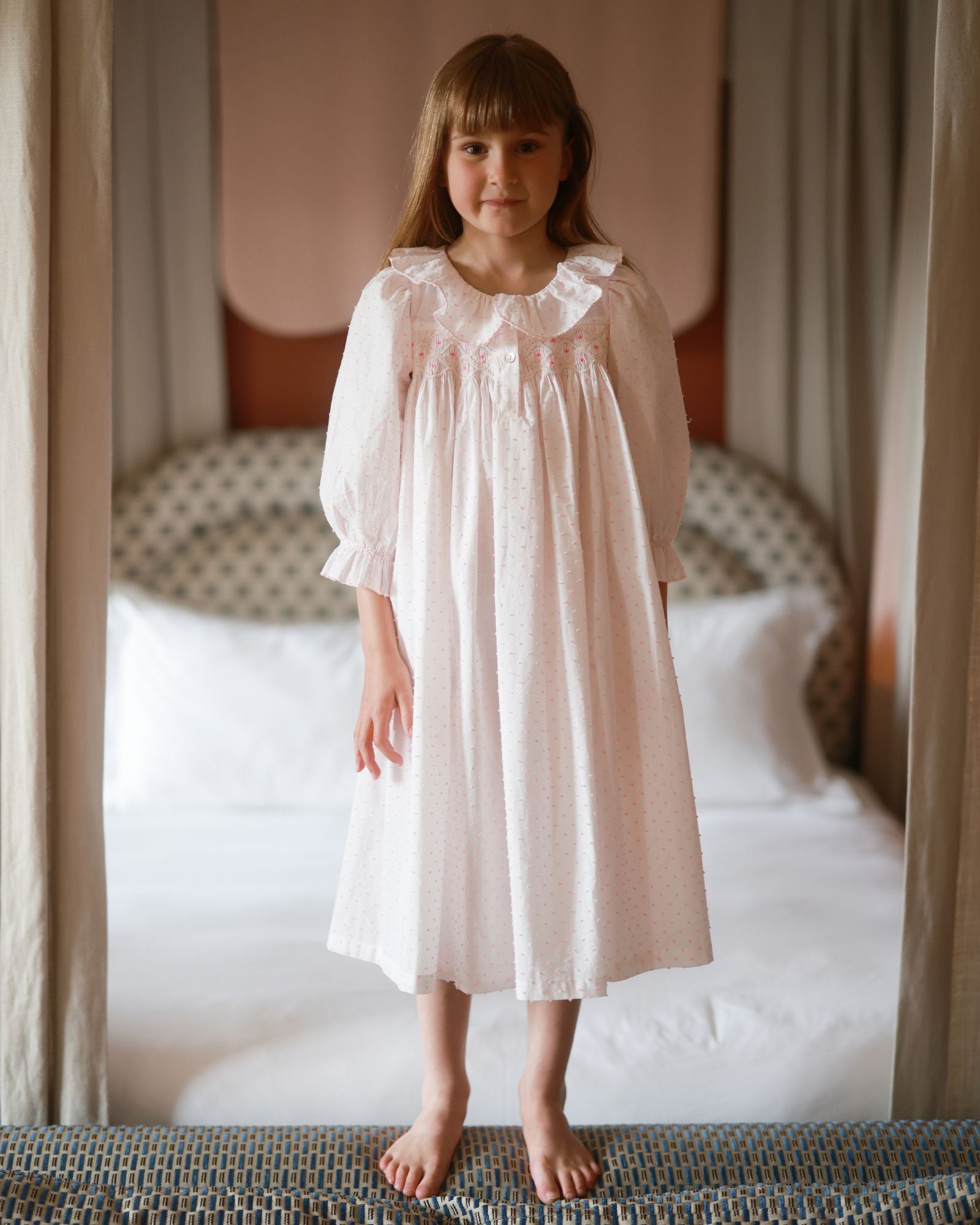 Nightingale Dress Powder Puff Plumetti Marshmallow Hand Smocking