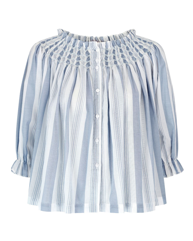 Cleopatra Blouse Maine Stripe with Seaside Hand Smocking Edition 39