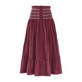 Sullivan Women's Skirt Mulberry Needlecord with Rosehip Hand Smocking