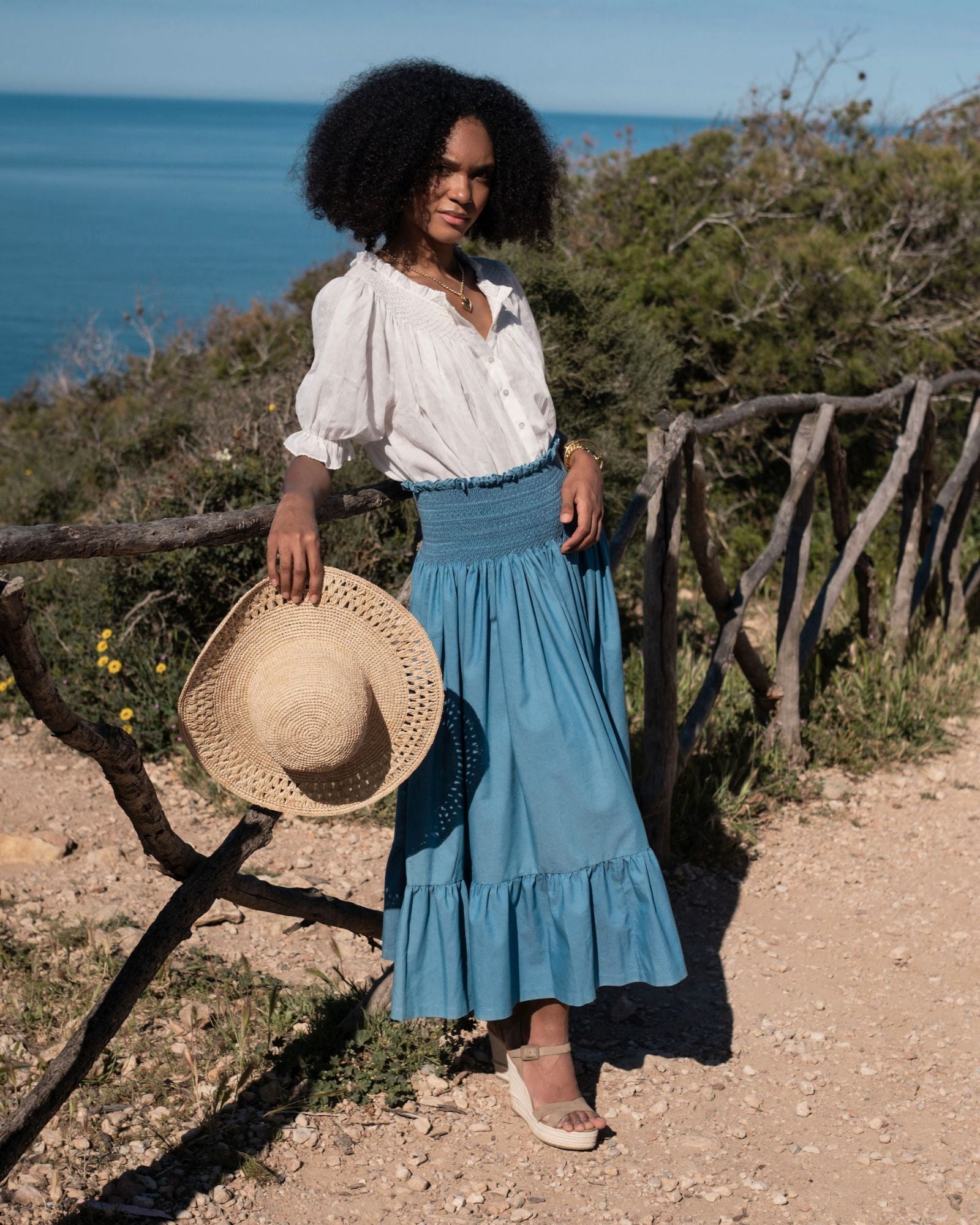 Sullivan Skirt Chambray Swedish Hand Smocking