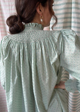 Scholl Blouse Aqua Plumetti with Mallow Hand Smocking Edition 37
