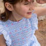 Pavlova Dress Seaside Check with Cherries Hand Smocking