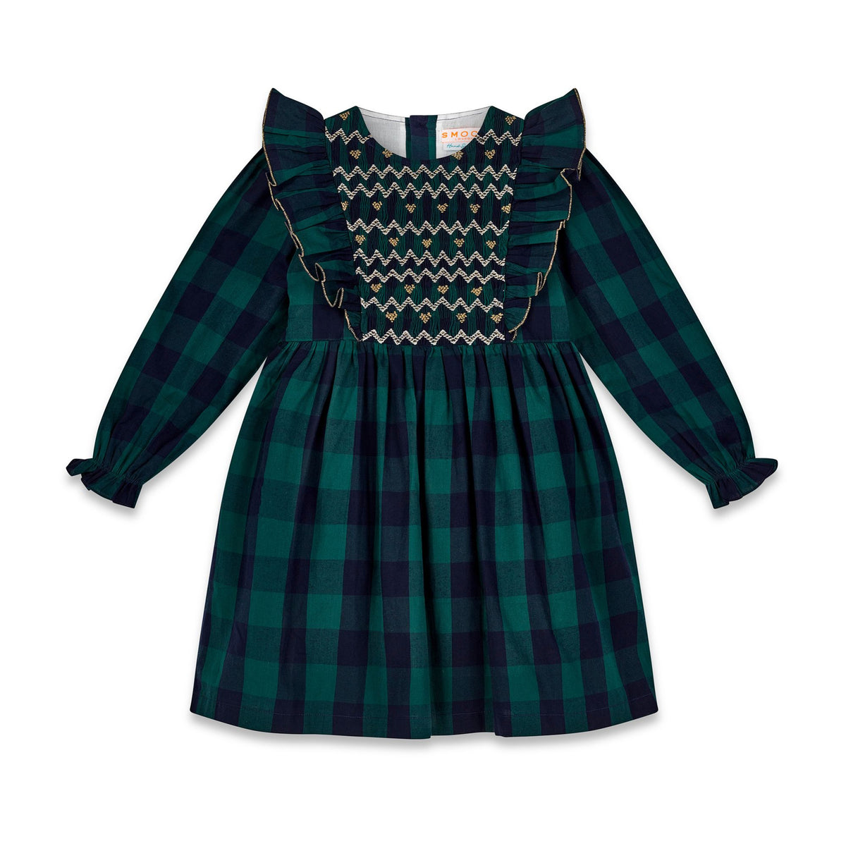 1-2, 2-3, 6-8y Anna Pavlova Dress Pine Tree Gingham with Hearts a Glow Hand Smocking