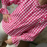 Shelley Blouse Raspberry Gingham with Milk Hand Smocking Edition 20