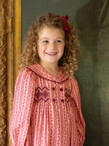 Margaret Thatcher Dress Mulberry Trellis with Diamonds and Rubies Hand Smocking