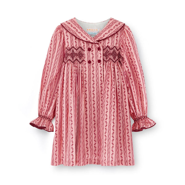 Margaret Thatcher Dress Mulberry Trellis with Diamonds and Rubies Hand Smocking
