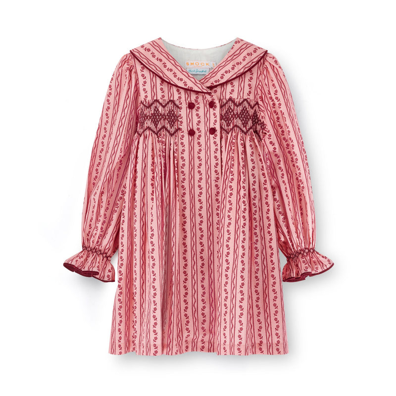 Margaret Thatcher Dress Mulberry Trellis with Diamonds and Rubies Hand Smocking