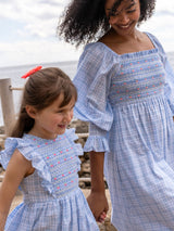 Pavlova Dress Seaside Check with Cherries Hand Smocking