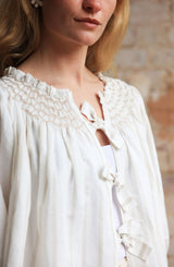 Cleopatra Jacket Latte Stripe with Coffee Cream Hand Smocking Edition 4