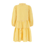 Billie Holiday Short Dress Yellow Submarine Seersucker with Lychee Lemonade Hand Smocking