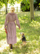 Colette Dress Mulled Wine Gingham Brushed Cotton with Spiced Cinnamon Hand Smocking