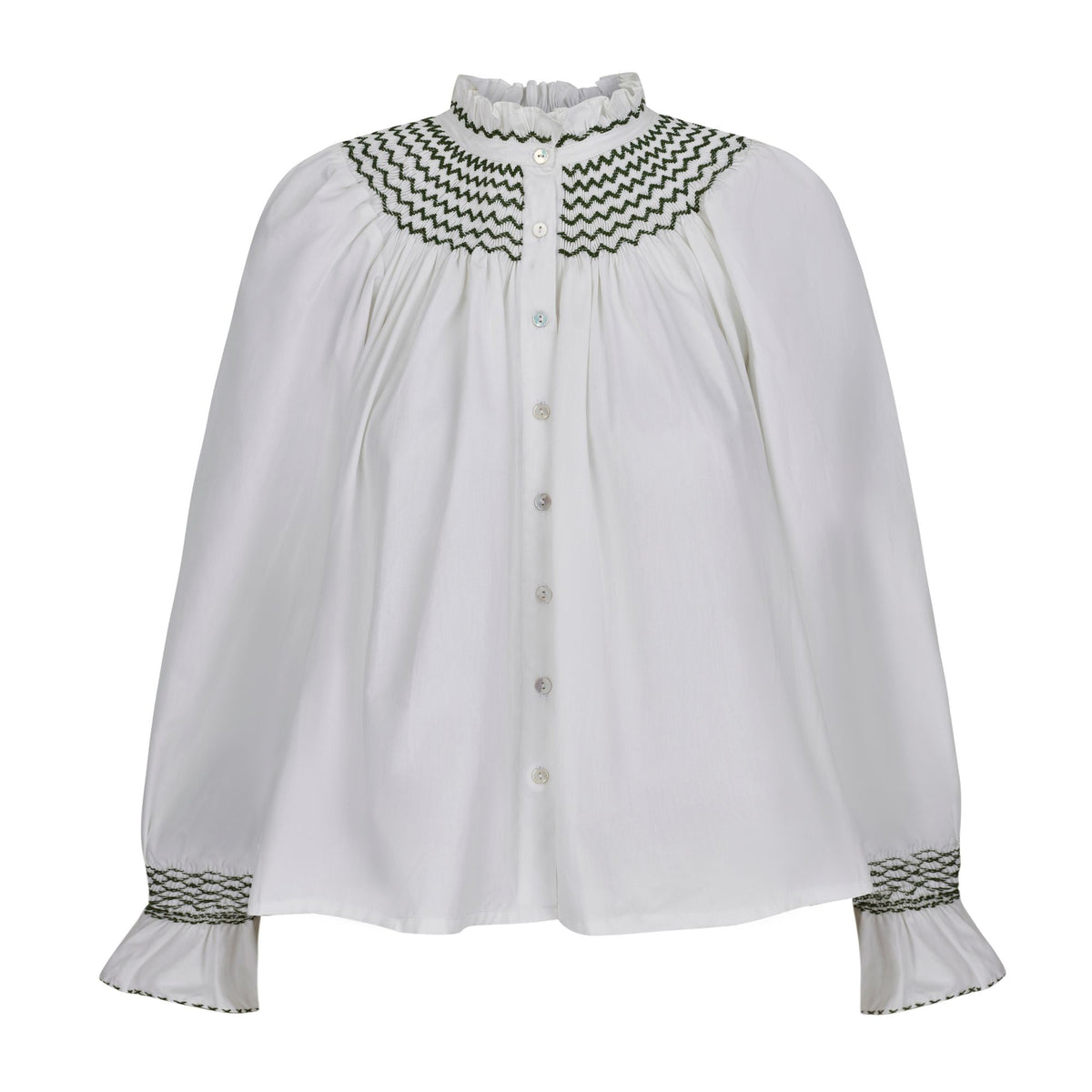 Scholl Women's Blouse White with Oak Leaf Hand Smocking Edition 55