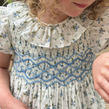 Katherine Johnson Dress Brunnera Blooms with Forget Me Not Hand Smocking