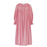 Nightingale Women's Dress Red Vichy with Snow Bow Hand Smocking