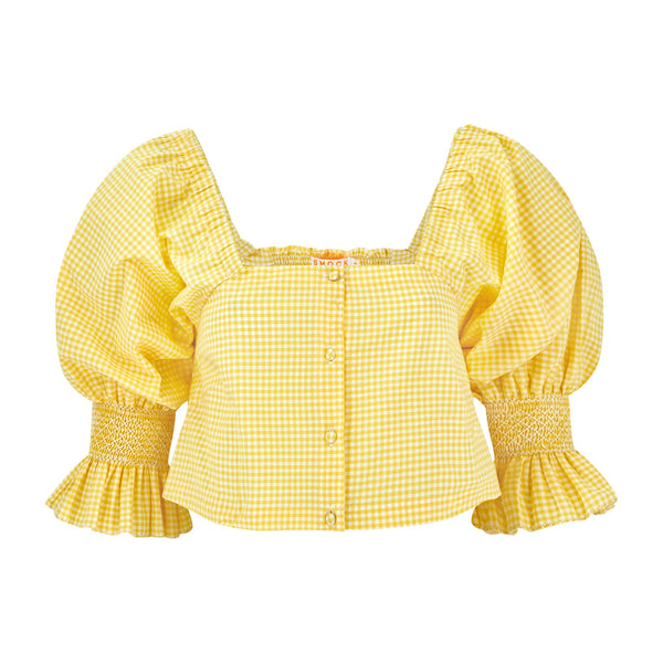 Sappho Blouse Buttercup Check with Sorbet Smocking