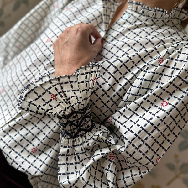 Shelley Blouse Love from Saigon with Navy Hand Smocking  Edition 18