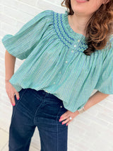 Cleopatra Blouse Islands in the Stream Cotton with Land and Sea Hand Smocking Edition 22