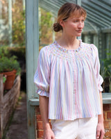 Cleopatra Blouse Pastel Rainbow with Lucky Charm Hand Smocking Edition 41