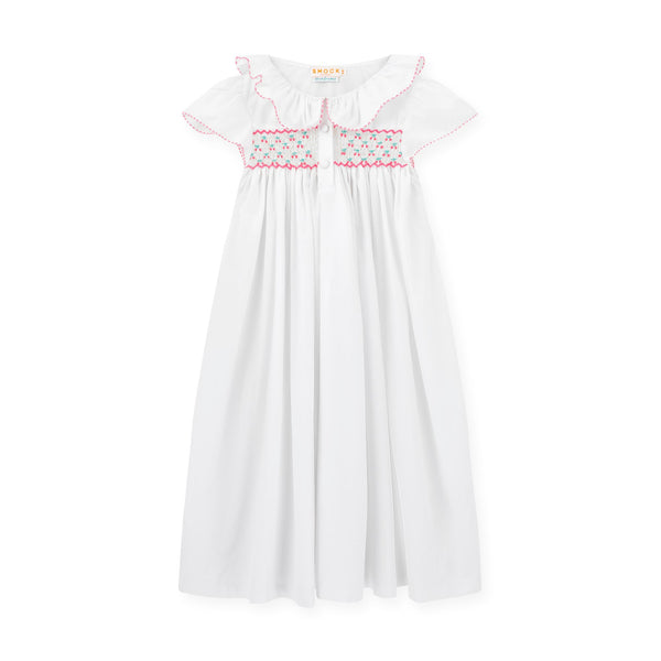 Nightingale Girl's Dress with Cherry Pop Hand Smocking