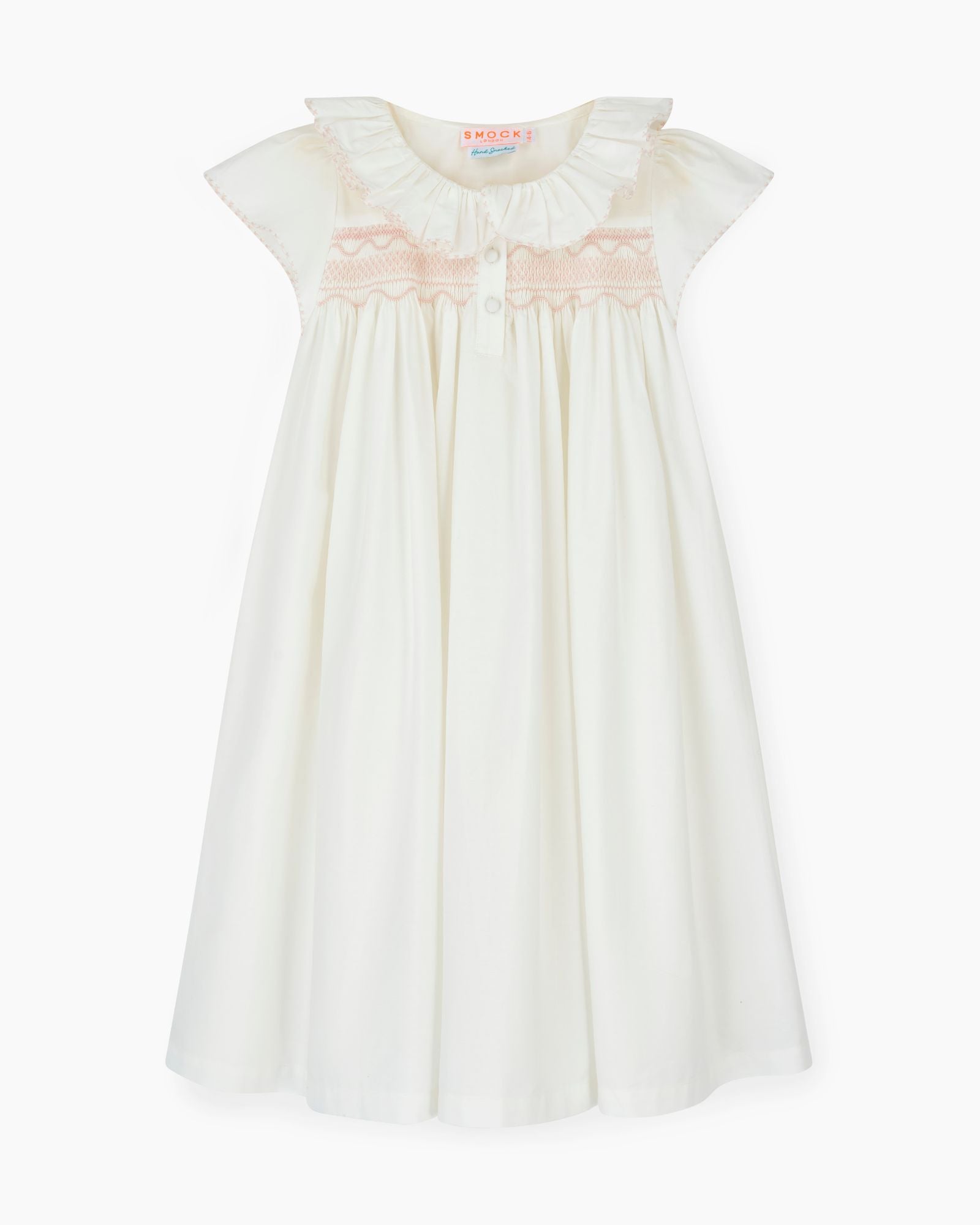 Nightingale Girl's Dress Moonstone Cotton with Seashell Stacked Curves Hand Smocking