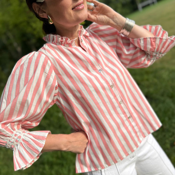Shelley Blouse Clubhouse Stripe with Lime and Soda Hand Smocking Edition 13