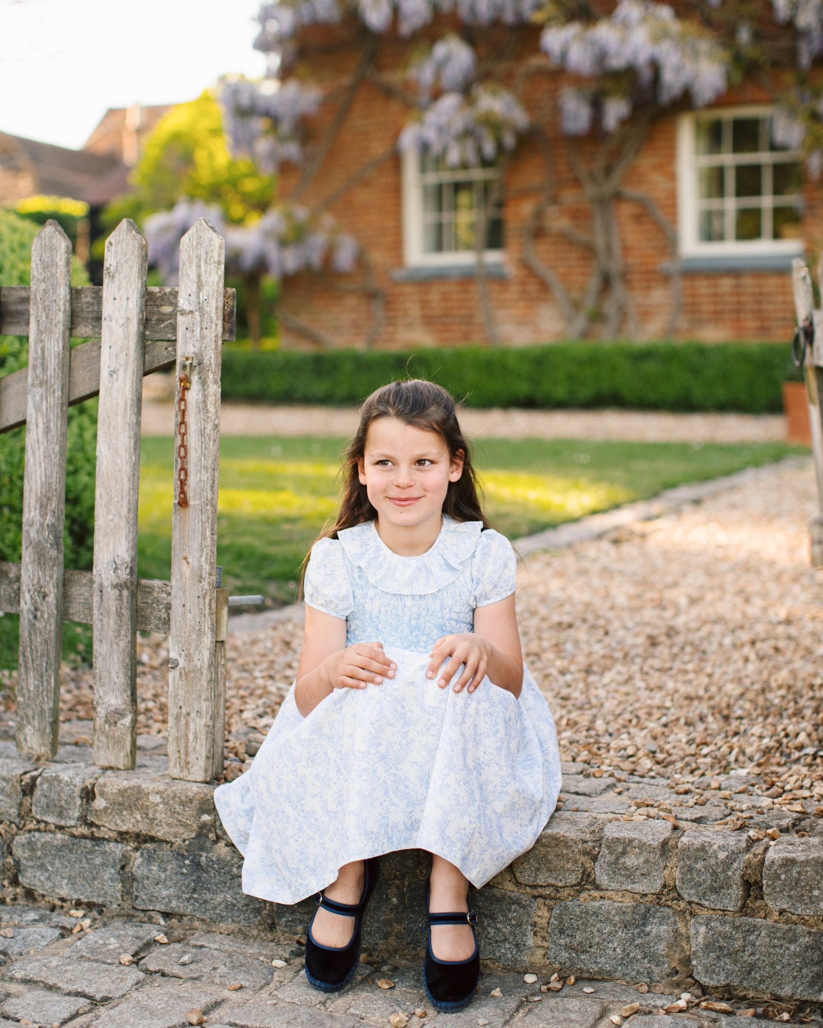 India Dress Toile des Champs with Delphinium Hand Smocking