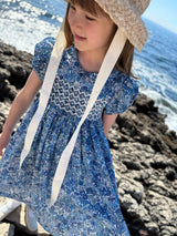 Antoinette Dress with White Horses Hand Smocking Made With Liberty Margaret Annie Azure