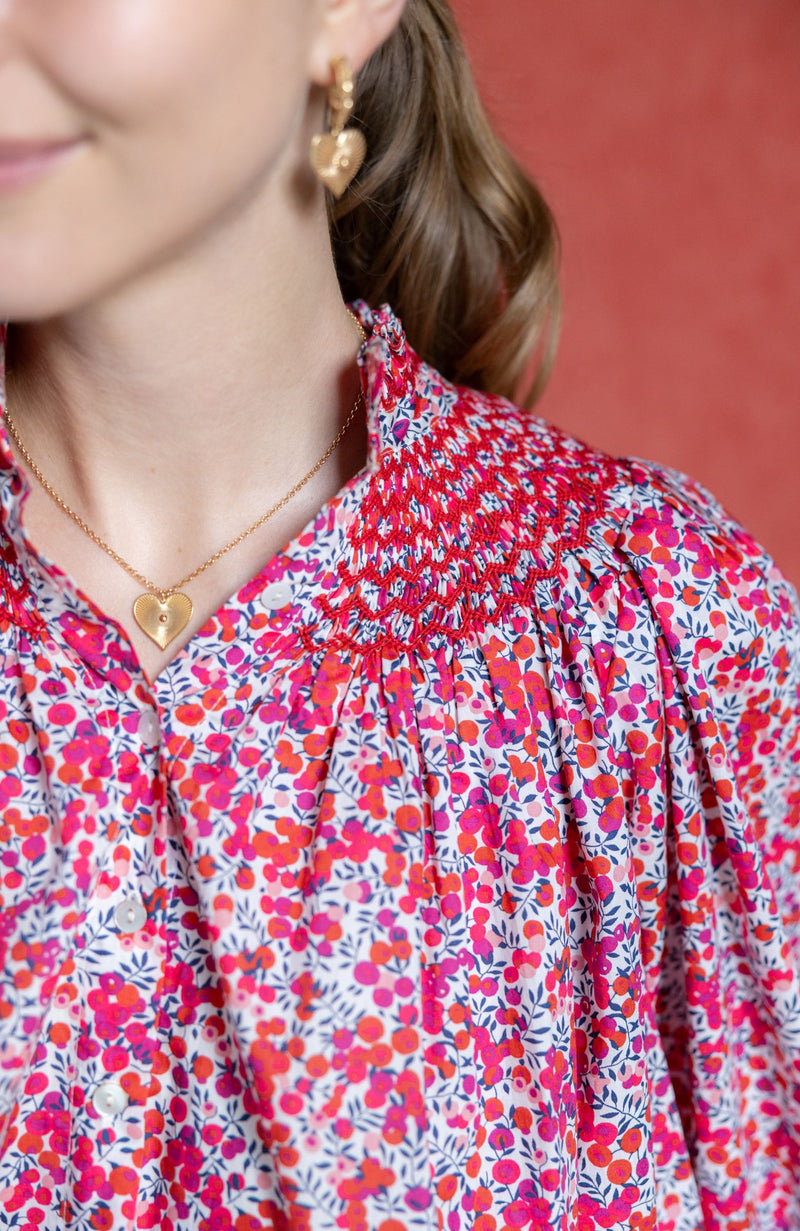 Scholl Blouse with Crimson Hand Smocking made with Liberty Wiltshire Fabric Edition 53