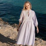 Junko Tabei Dress Lavender Haze with Lemon Sprinkles Hand Smocking