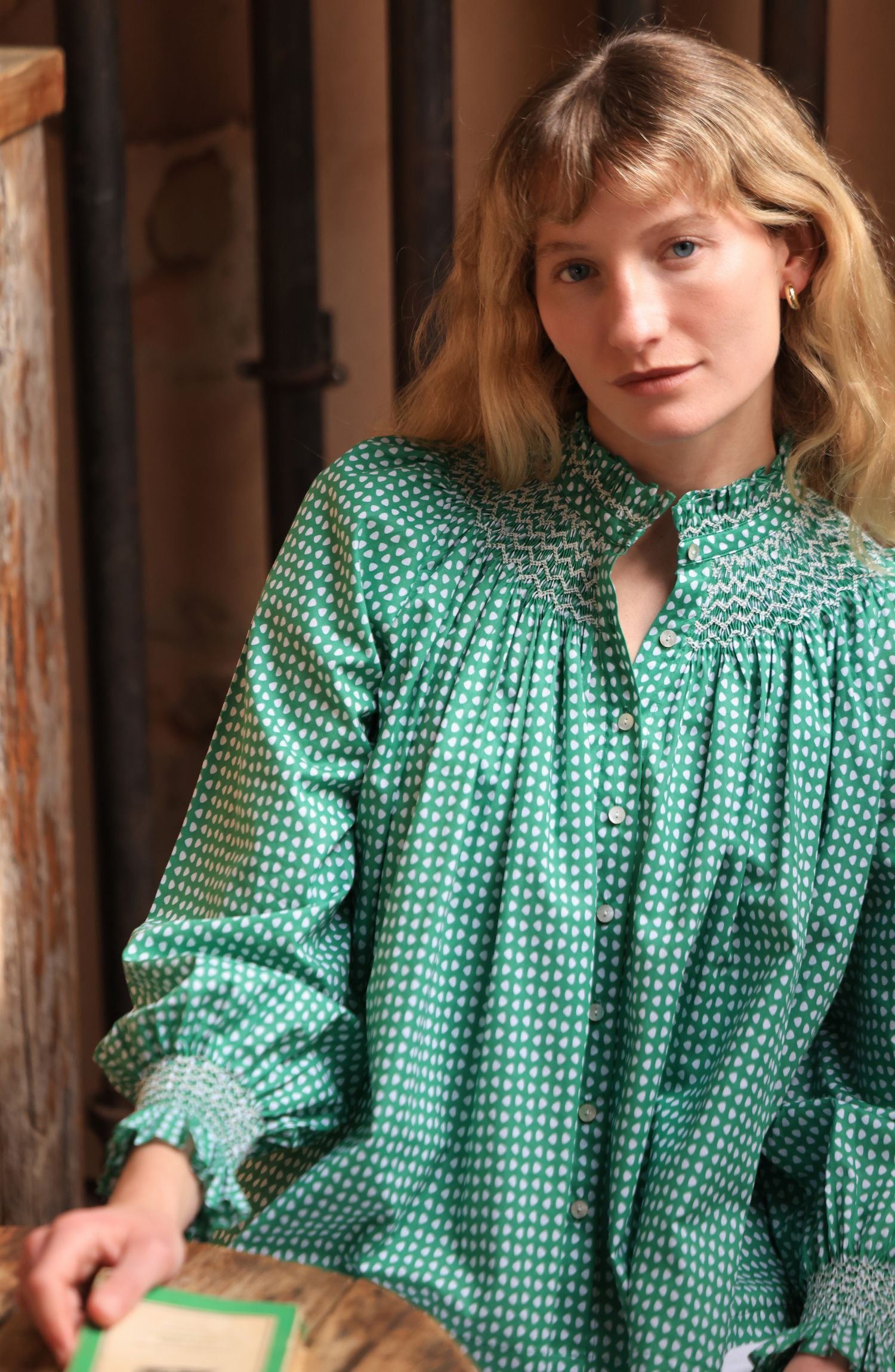 Scholl Blouse Golf Hole Green with Chalk Hand Smocking Edition 72