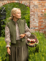 C J Walker Waistcoat Moss Needlecord with Through the Branches Hand Smocking Edition 3