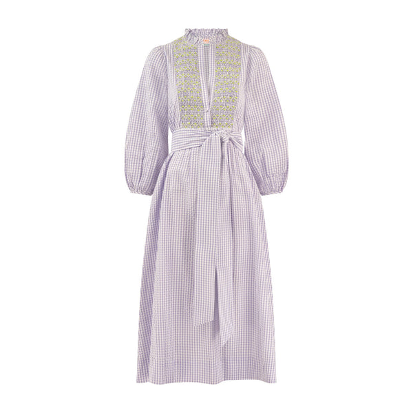 Junko Tabei Dress Lavender Haze with Lemon Sprinkles Hand Smocking