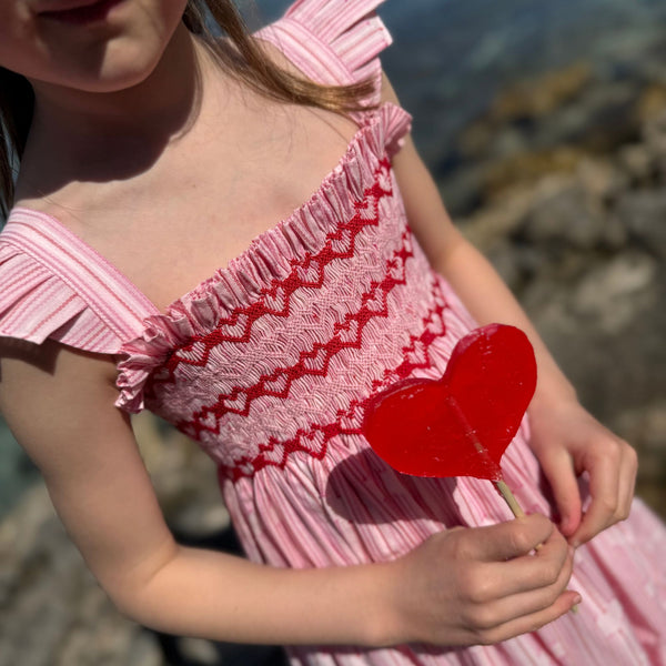 Rachel Carson Girls Dress Love Heart Weave with I Heart You Hand Smocking