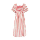 Josefine Butler Dress Aquafresh Stripe with Big Apple Hand Smocking