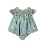 Coco Blouse & Bloomer Set with Rhubarb and Custard Hand Smocking Made With Liberty Margaret Annie Neon