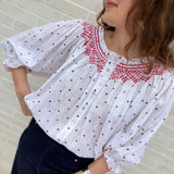 Cleopatra Blouse Domino Spots with Hot Lips Hand Smocking Edition 23