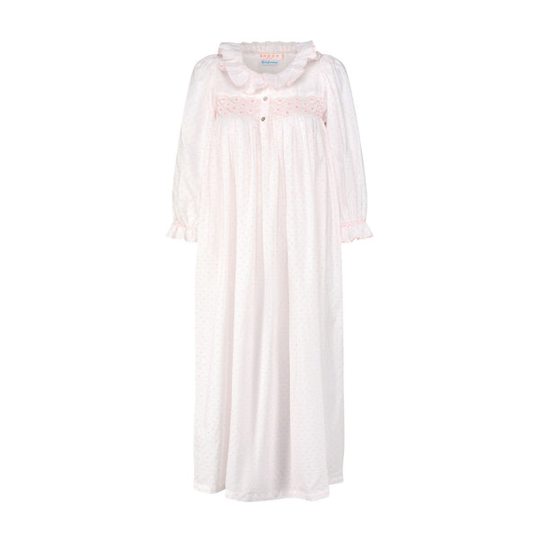 Nightingale Women's Dress Powder Puff Plumetti with Marshmallow Hand Smocking