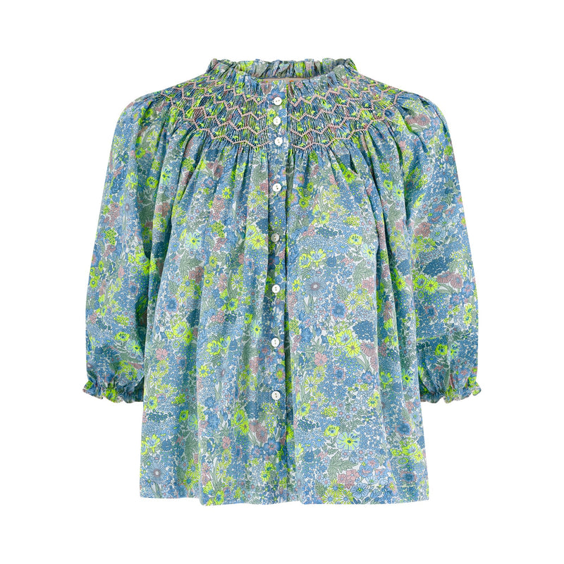 Cleopatra Blouse with Rhubarb and Custard Hand Smocking Made With Liberty Margaret Annie Neon Edition 22